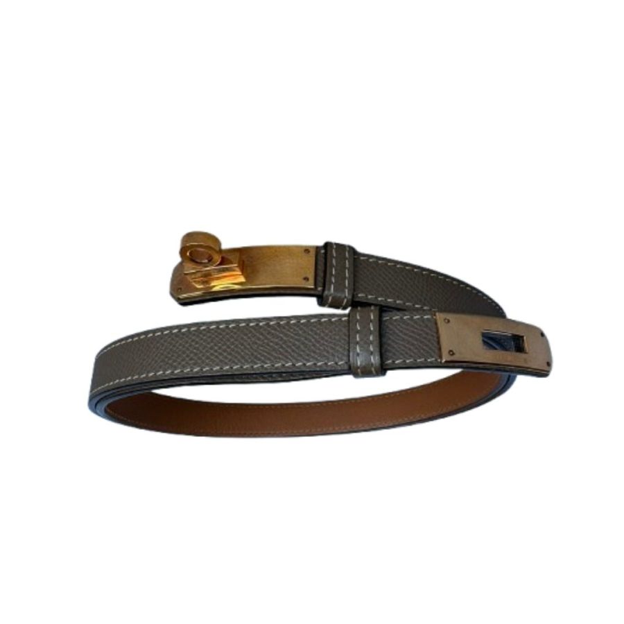 Hermès Kelly 18 Belt – Étoupe / Gold Hardware